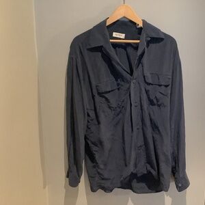 Equipment navy blue silk blouse small